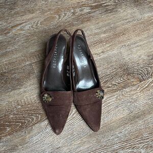 Apostrophe Brown Suede Sling Back Heels size 8.5